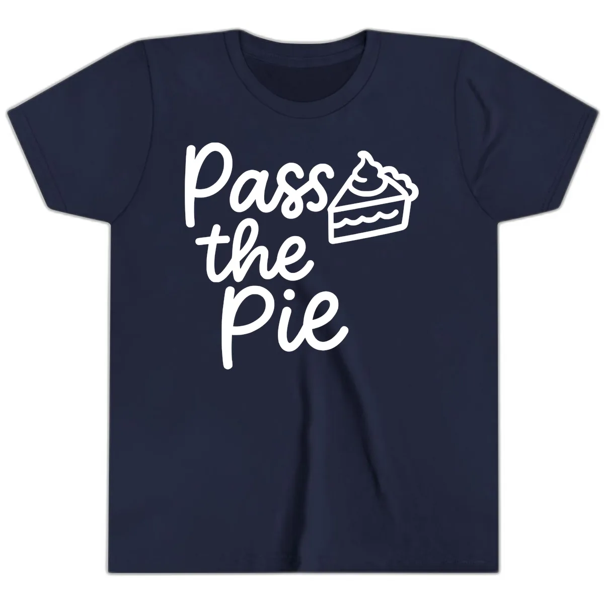 Pass The Pie Typography Youth T-Shirt in Navy