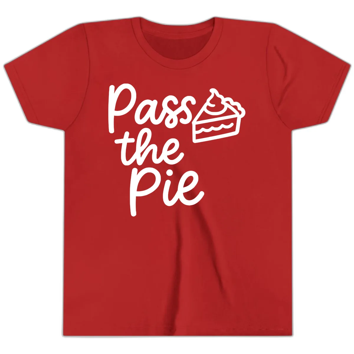 Pass The Pie Typography Youth T-Shirt in Red