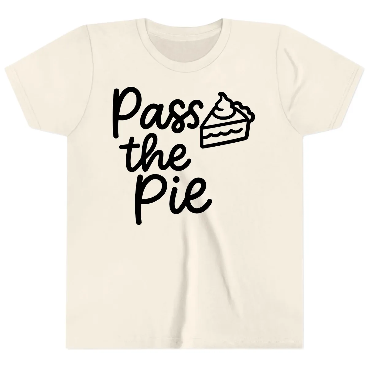 Pass The Pie Typography Youth T-Shirt in Natural