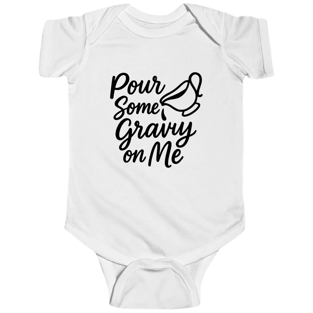 Pour Some Gravy On Me Baby Onesie in White