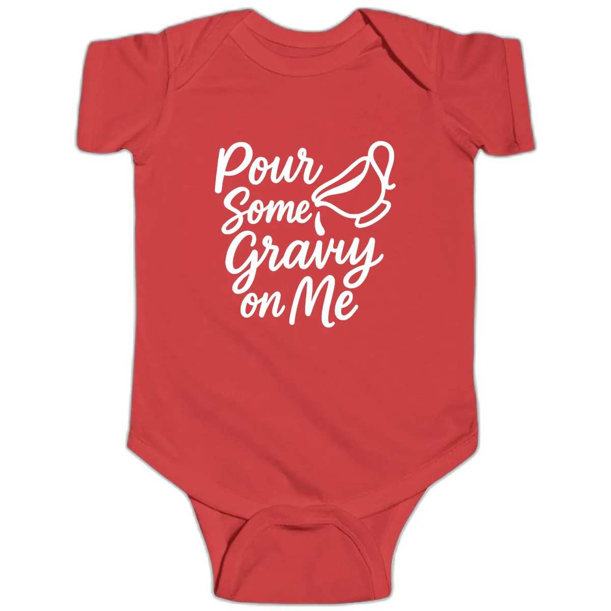 Pour Some Gravy On Me Baby Onesie in Red
