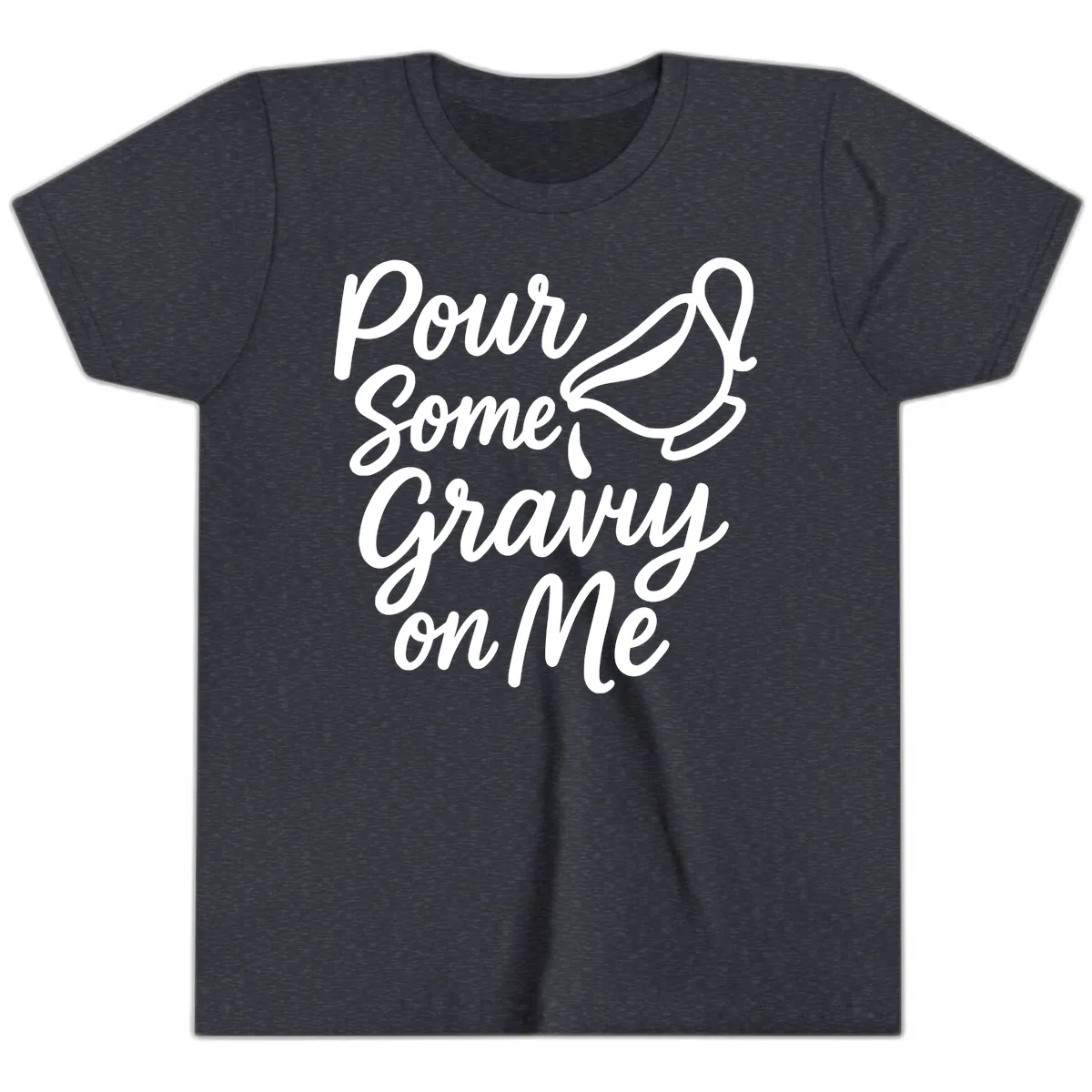 Pour Some Gravy On Me Youth T-Shirt in Heather Navy