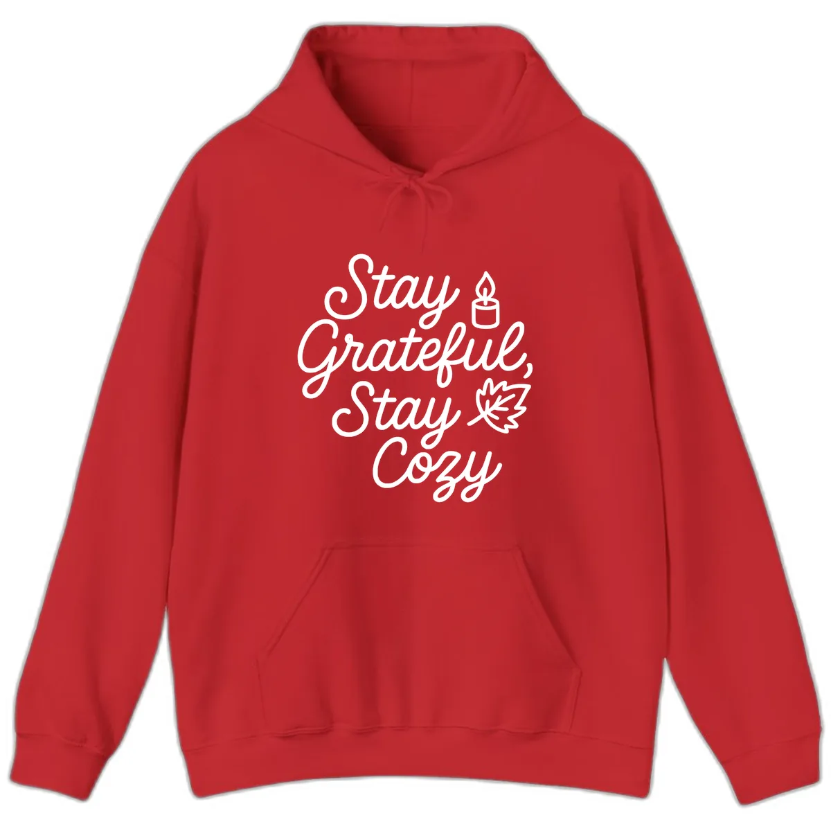 Stay Grateful Stay Cozy Fall Phrase Hoodie in Red