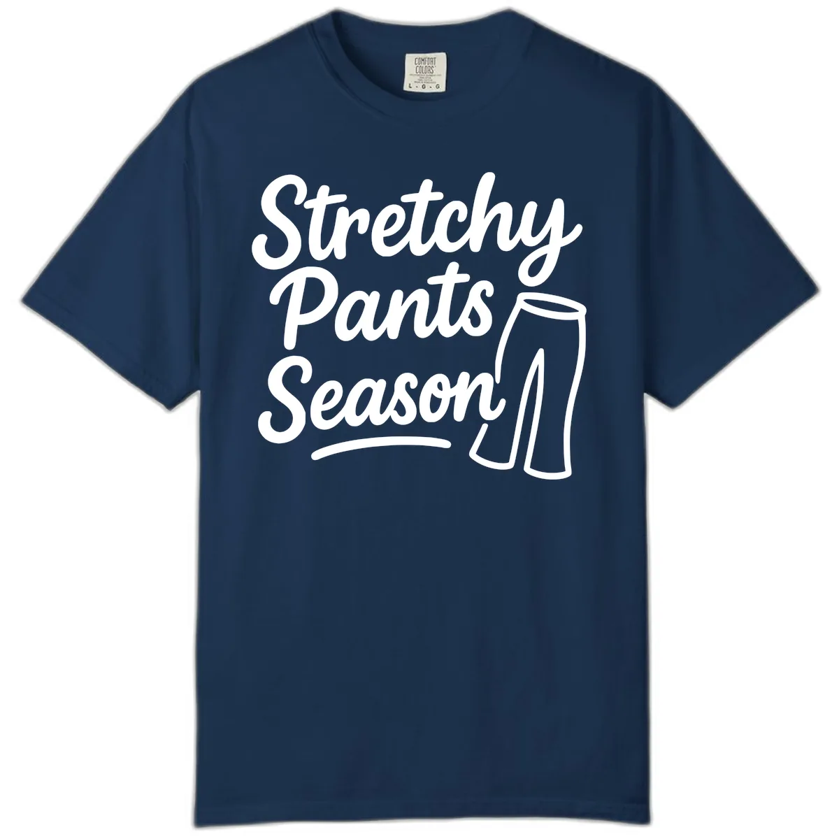 Stretchy Pants Season Typography Comfort Color in Navy