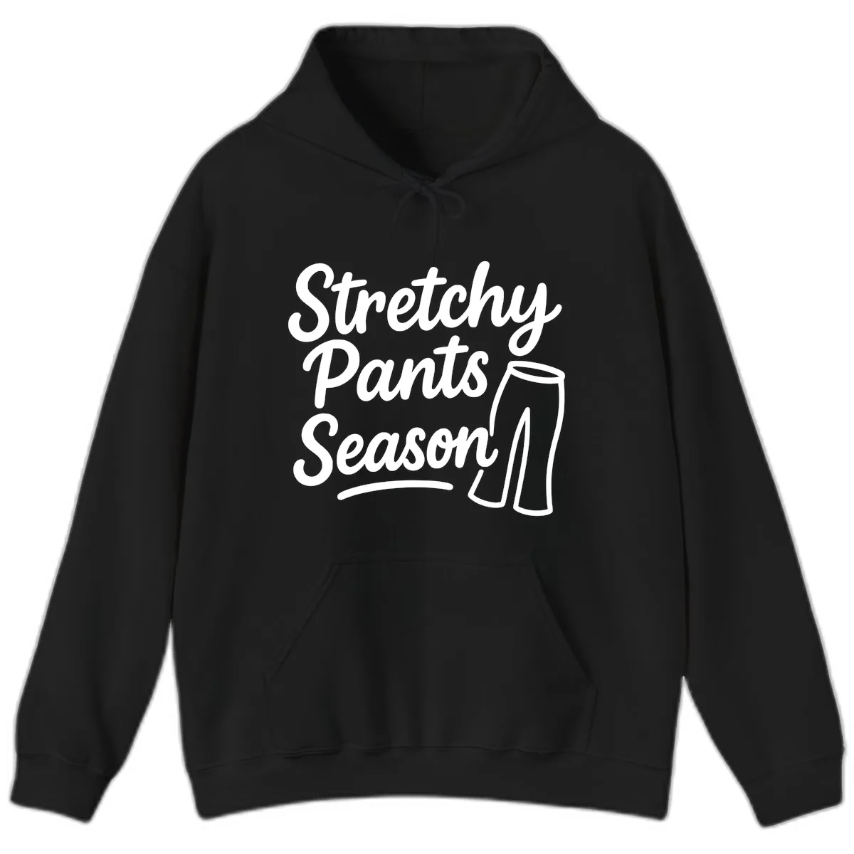Stretchy Pants Season Typography Hoodie in Black