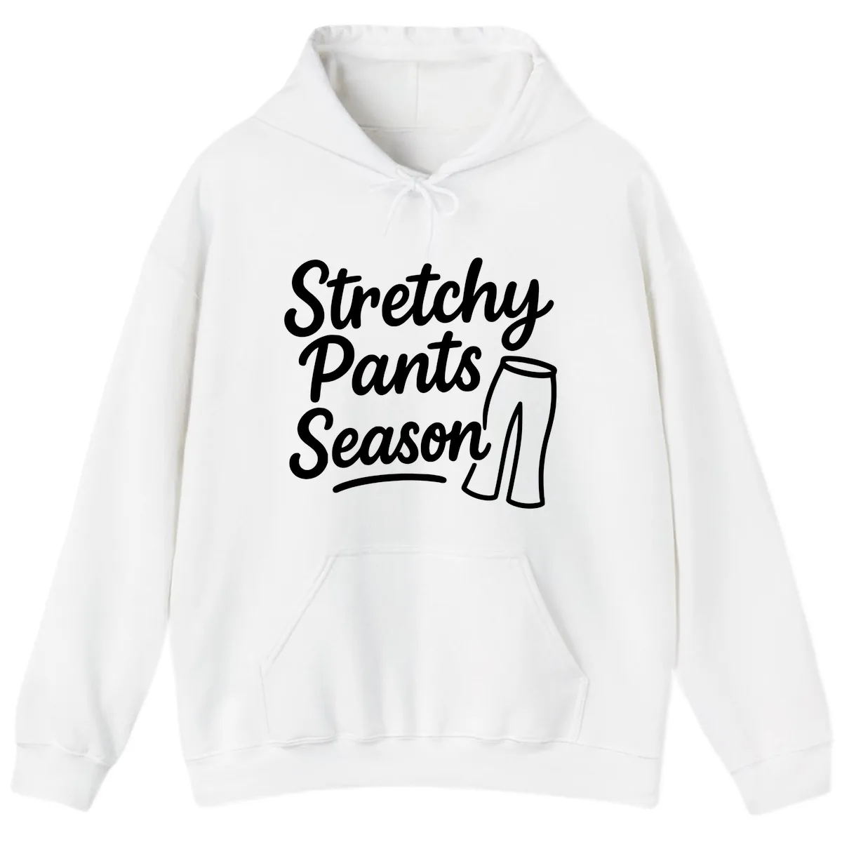Stretchy Pants Season Typography Hoodie in White