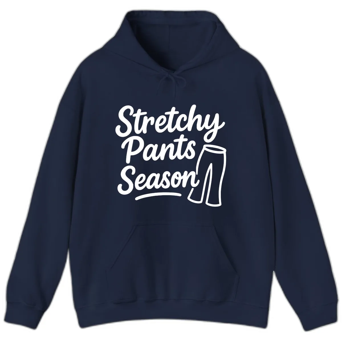 Stretchy Pants Season Typography Hoodie in Navy