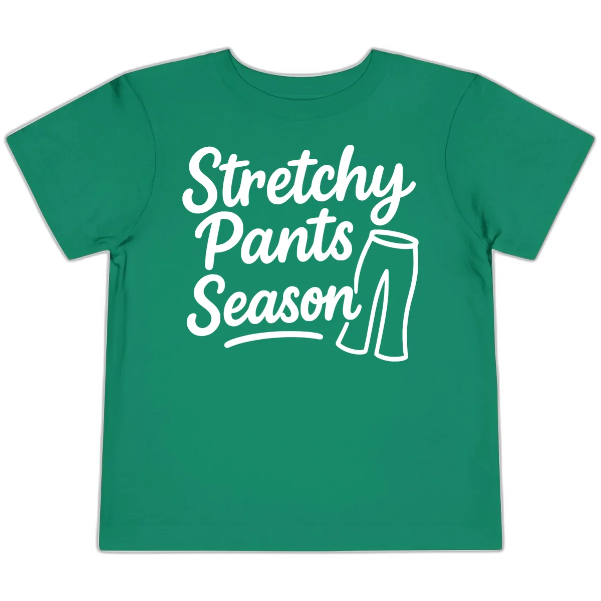 Stretchy Pants Season Typography Toddler T-Shirt in Kelly