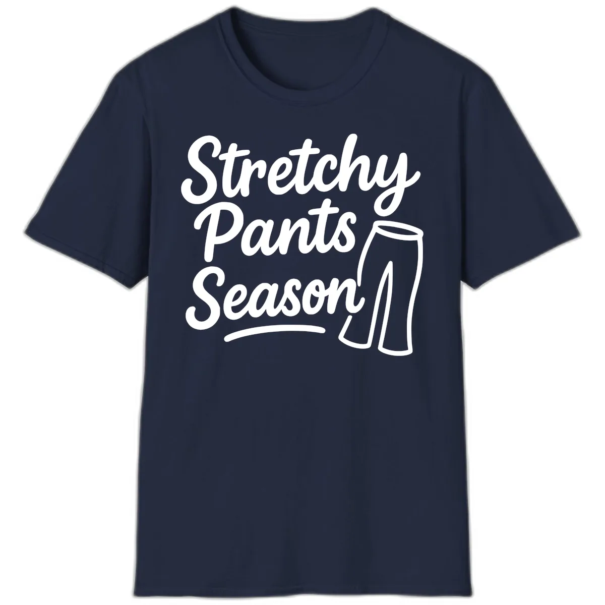 Stretchy Pants Season Typography T-Shirt in Navy