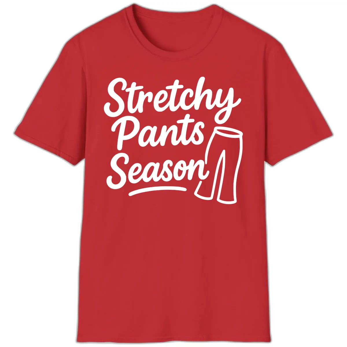Stretchy Pants Season Typography T-Shirt in Red