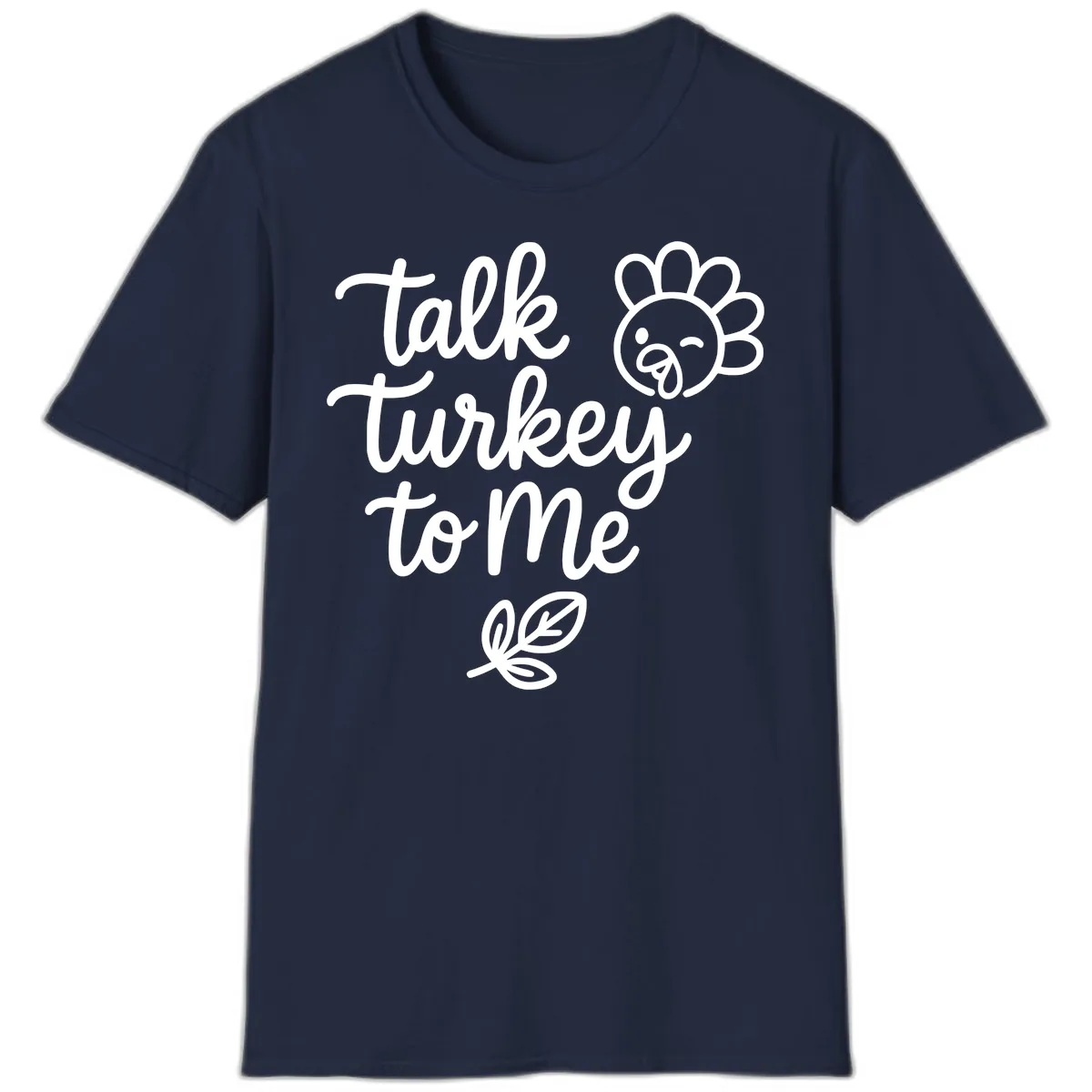 Talk Turkey To Me Thanksgiving Phrase T-Shirt in Navy