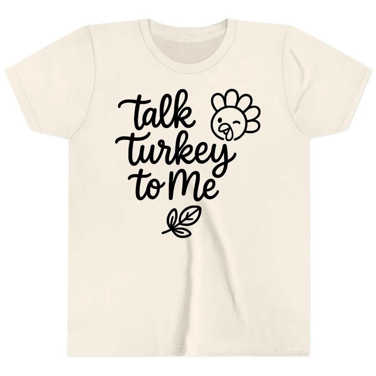 Talk Turkey To Me Thanksgiving Phrase Youth T-Shirt in Natural