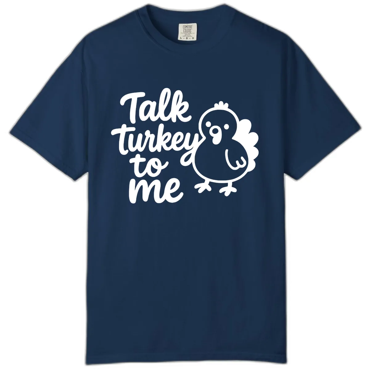 Talk Turkey To Me Thanksgiving Graphic Comfort Color in Navy