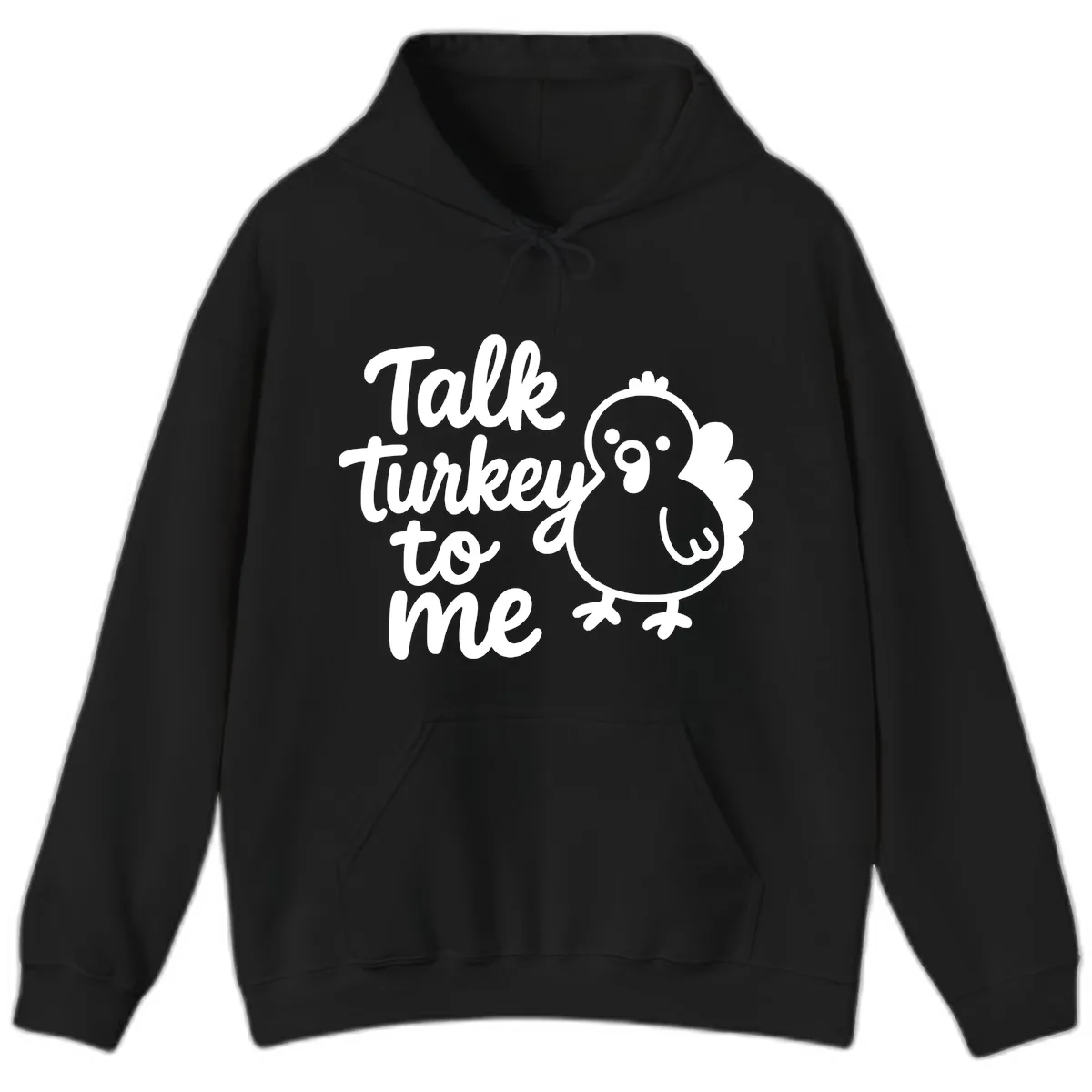 Talk Turkey To Me Thanksgiving Graphic Hoodie in Black