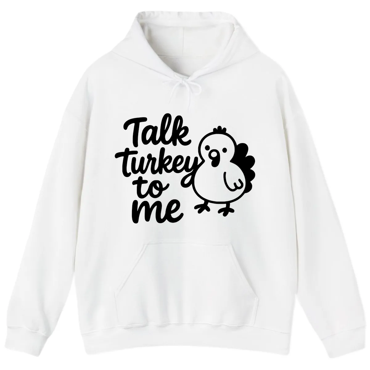 Talk Turkey To Me Thanksgiving Graphic Hoodie in White