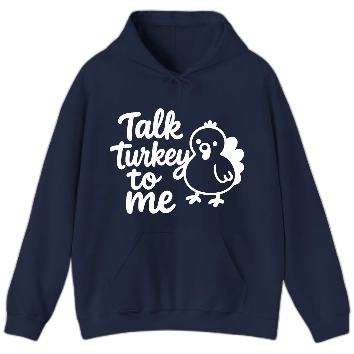 Talk Turkey To Me Thanksgiving Graphic Hoodie in Navy
