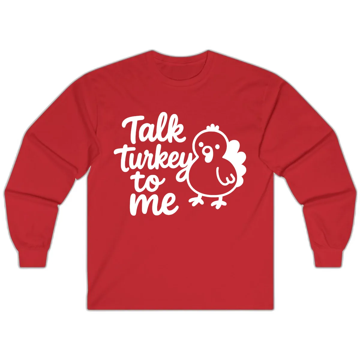 Talk Turkey To Me Thanksgiving Graphic Long Sleeve in Red
