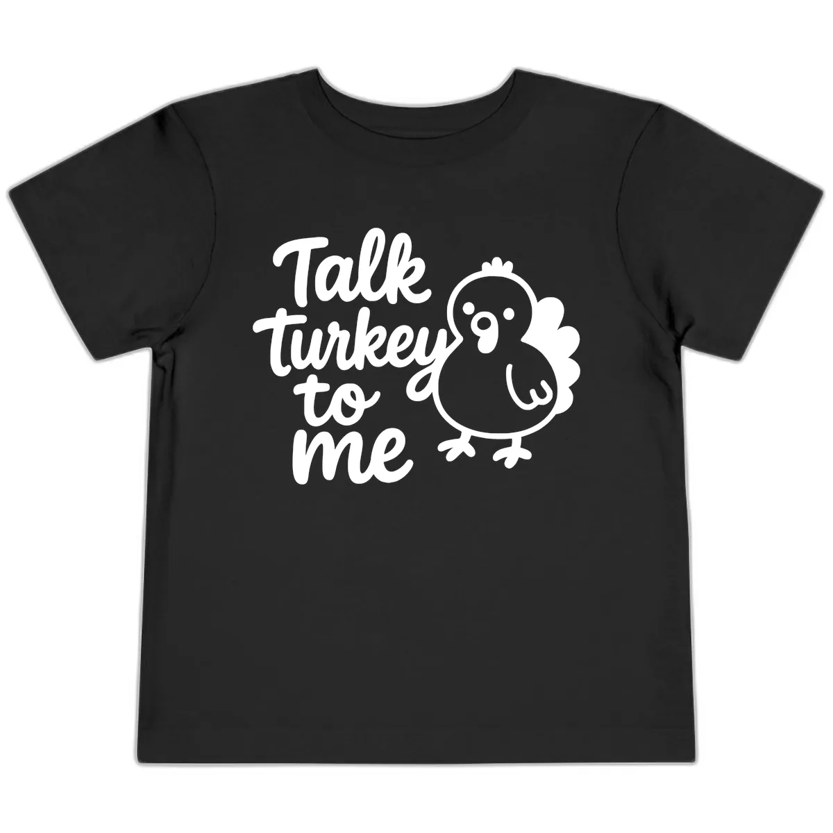 Talk Turkey To Me Thanksgiving Graphic Toddler T-Shirt in Black