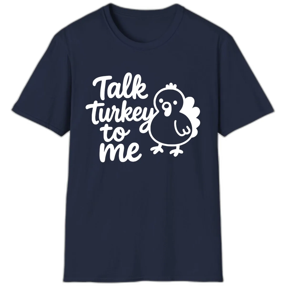 Talk Turkey To Me Thanksgiving Graphic T-Shirt in Navy