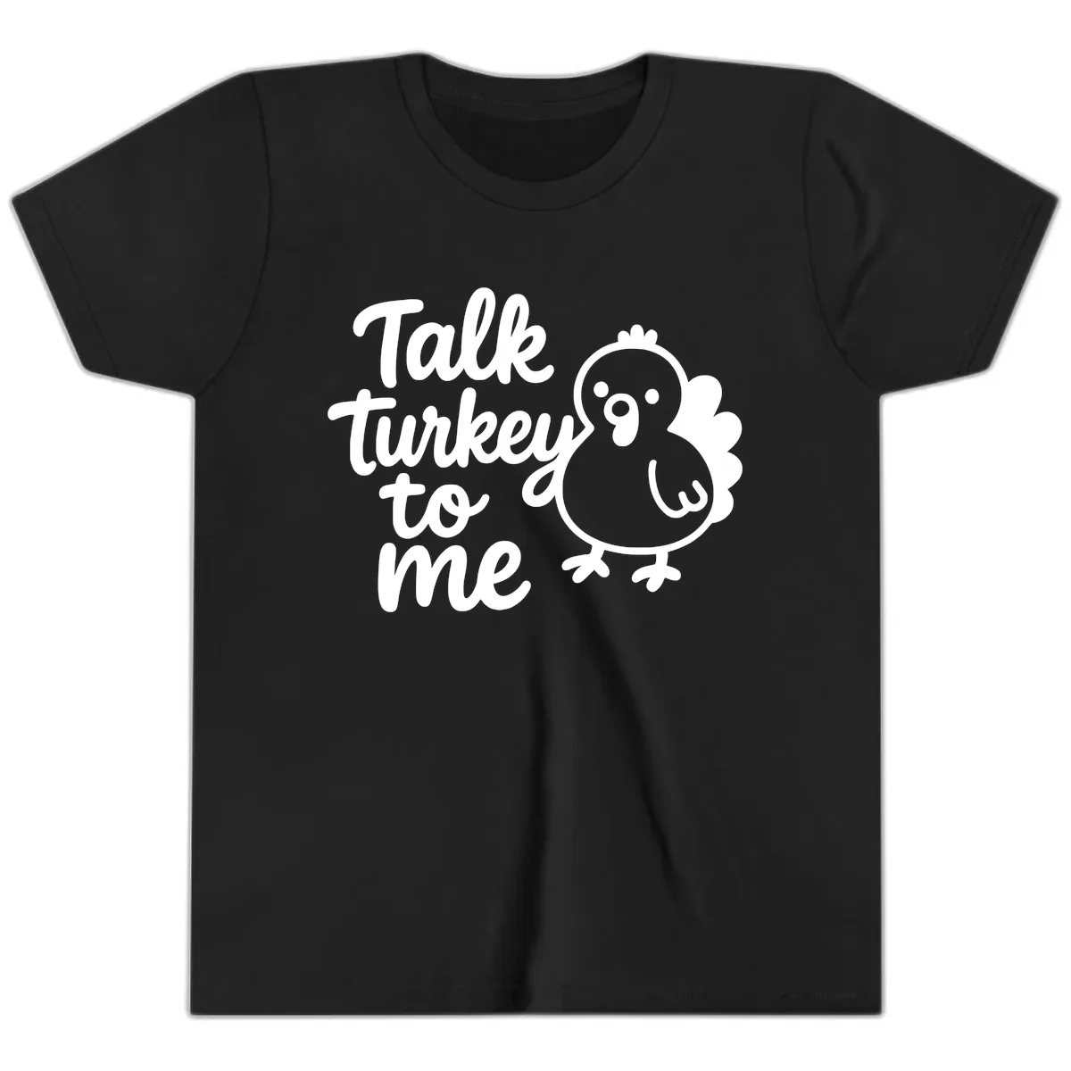 Talk Turkey To Me Thanksgiving Graphic Youth T-Shirt in Black