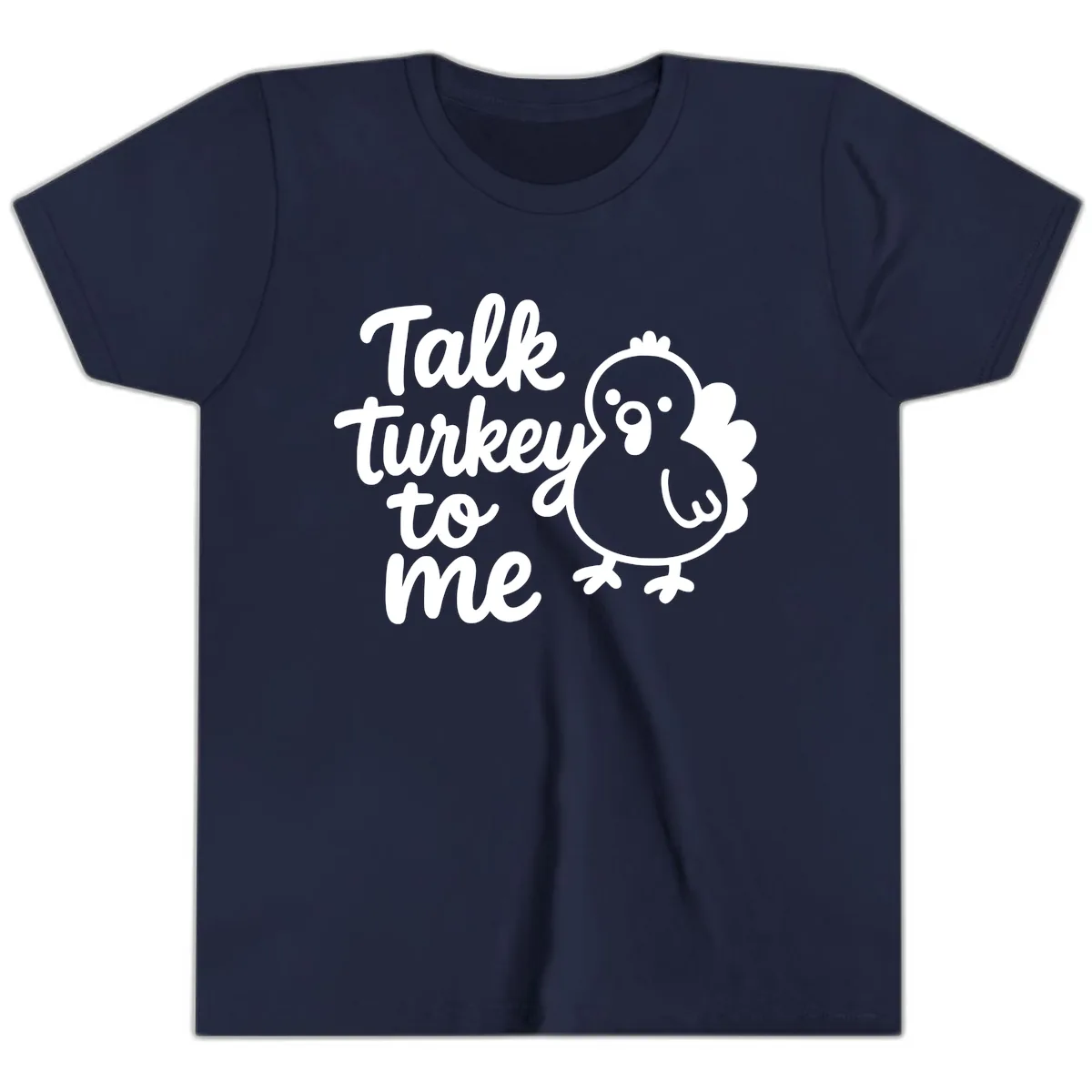 Talk Turkey To Me Thanksgiving Graphic Youth T-Shirt in Navy
