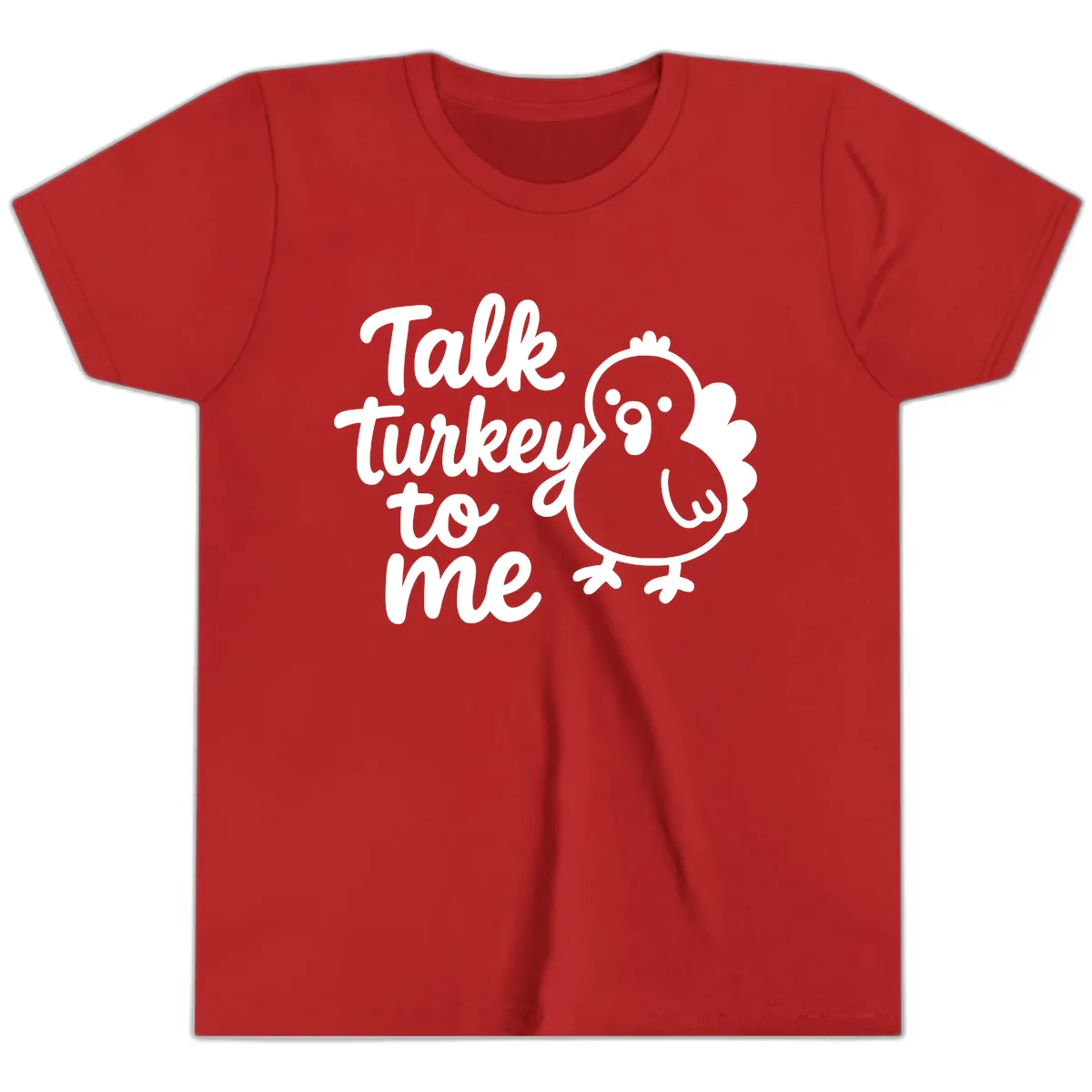 Talk Turkey To Me Thanksgiving Graphic Youth T-Shirt in Red