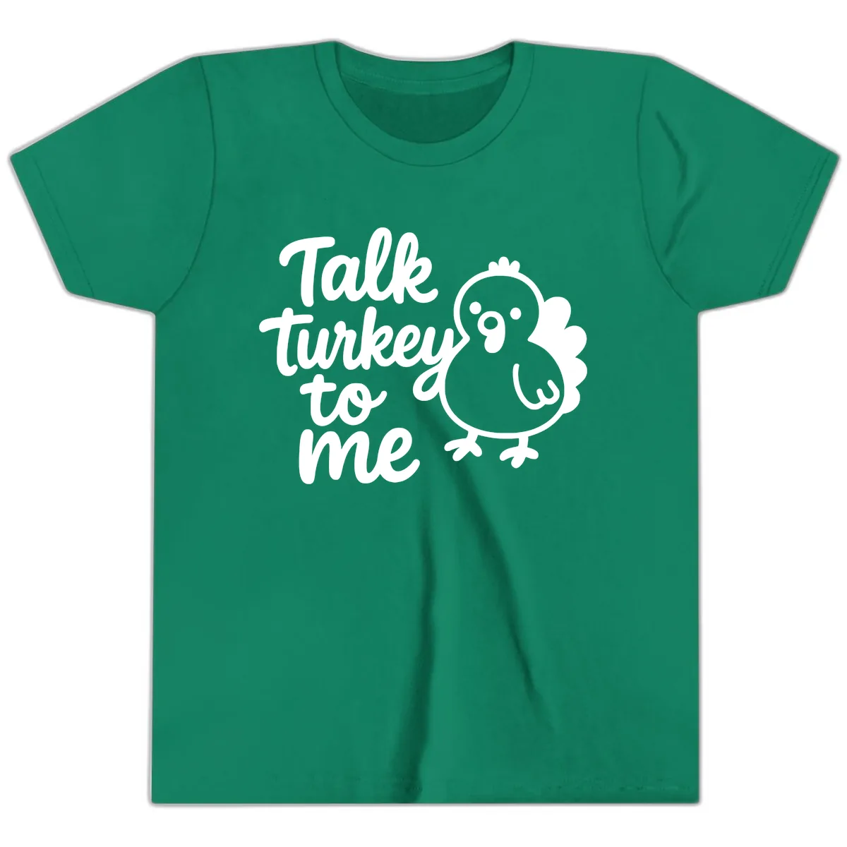 Talk Turkey To Me Thanksgiving Graphic Youth T-Shirt in Kelly
