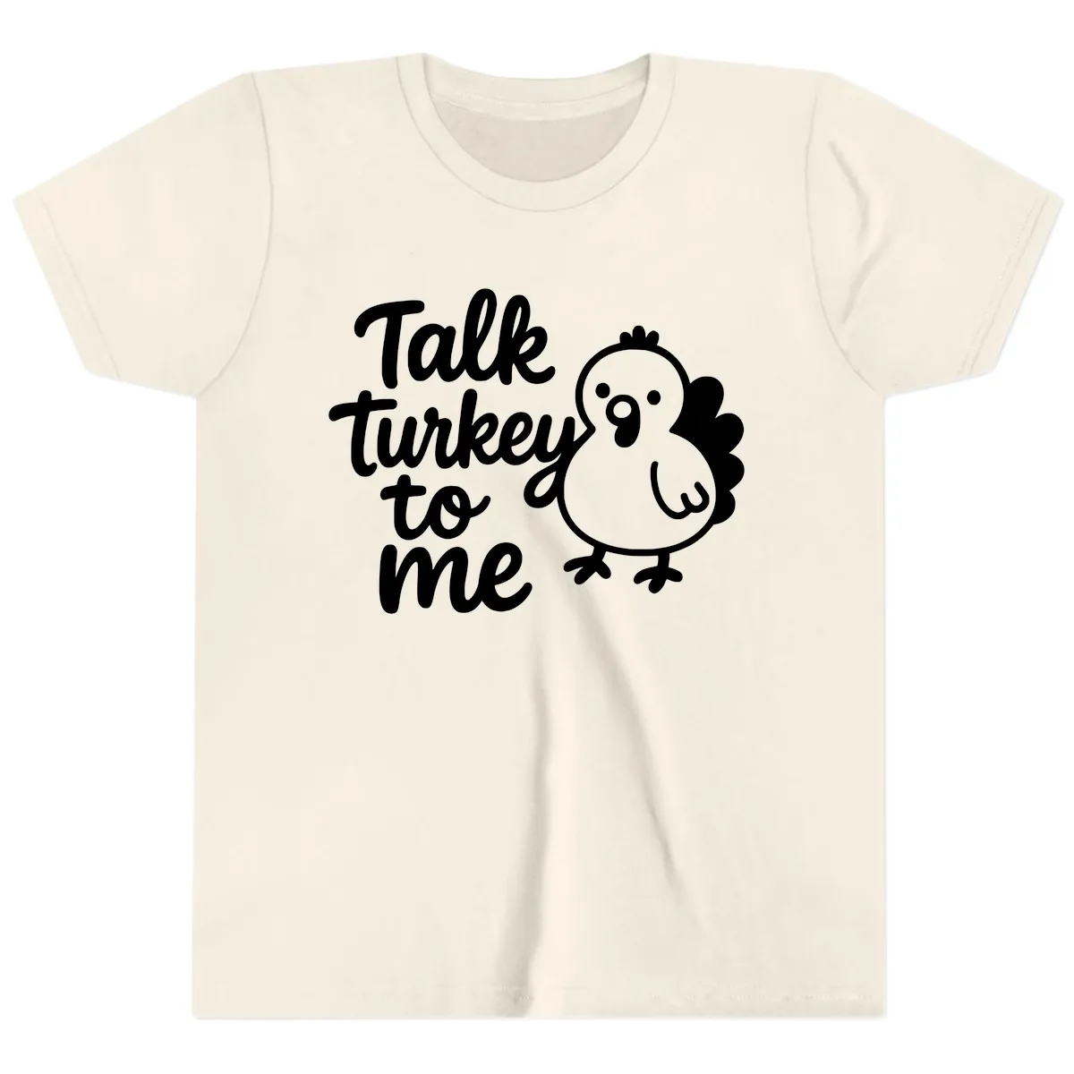 Talk Turkey To Me Thanksgiving Graphic Youth T-Shirt in Natural
