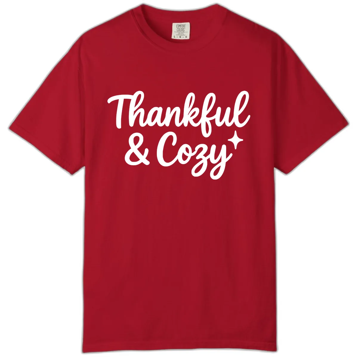 Thankful And Cozy Script Design Comfort Color in Red