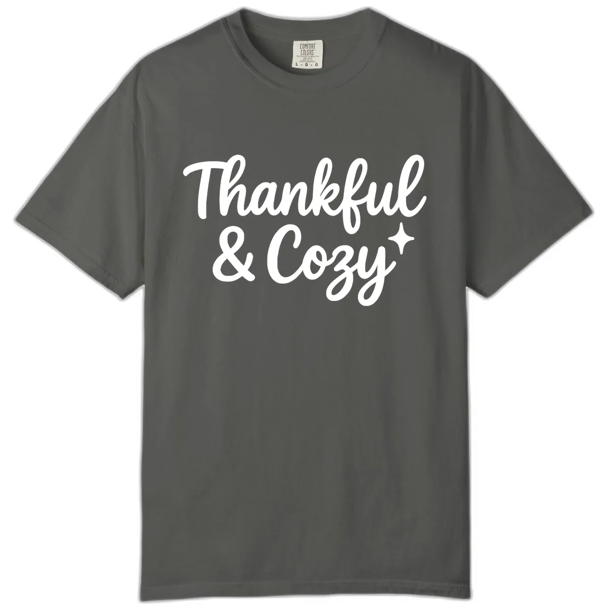 Thankful And Cozy Script Design Comfort Color in Pepper