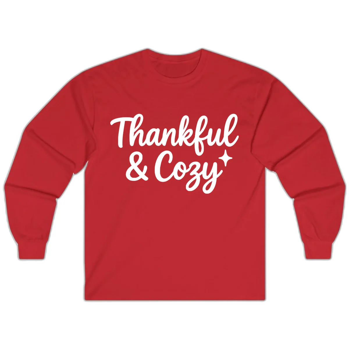 Thankful And Cozy Script Design Long Sleeve in Red