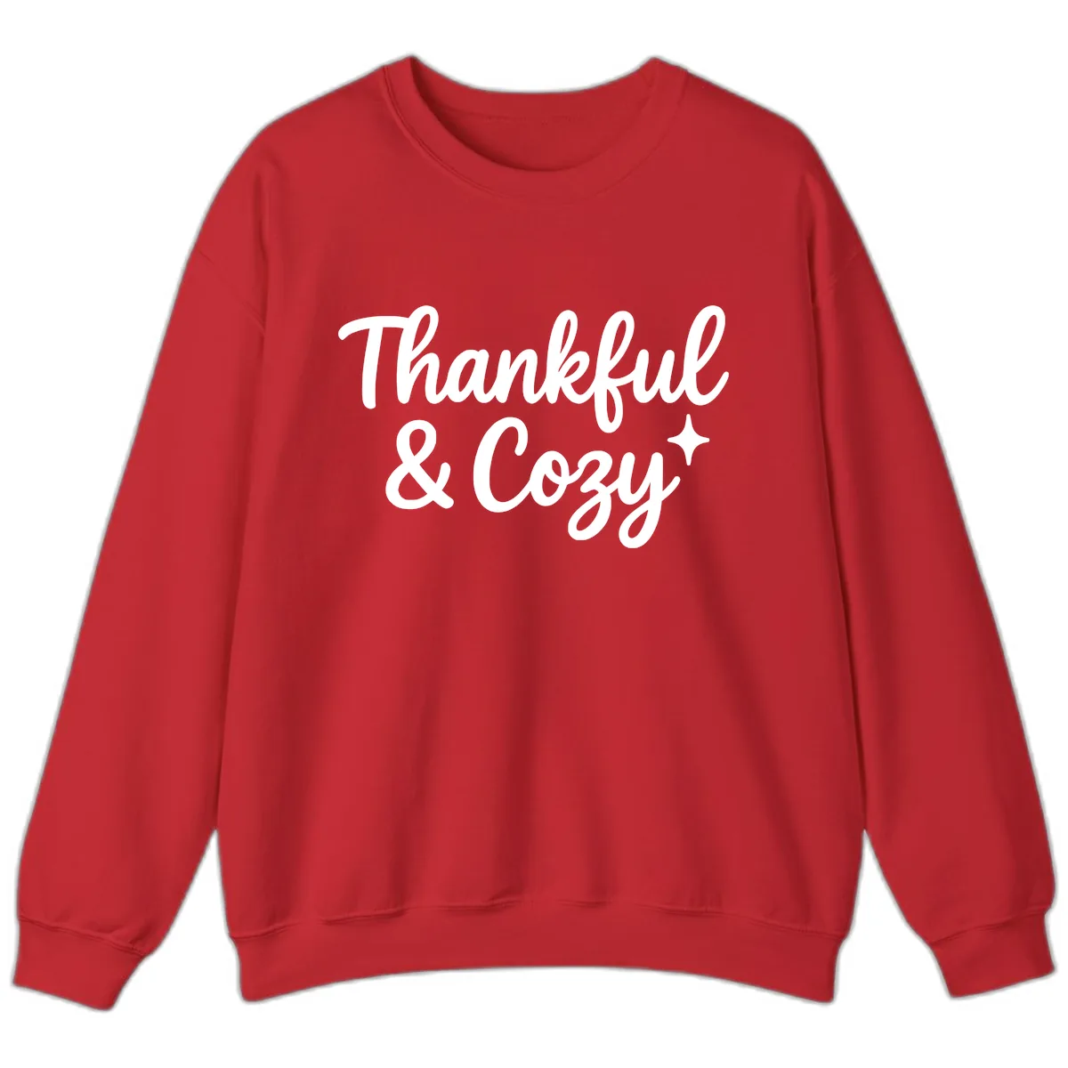 Thankful And Cozy Script Design Sweatshirt in Red