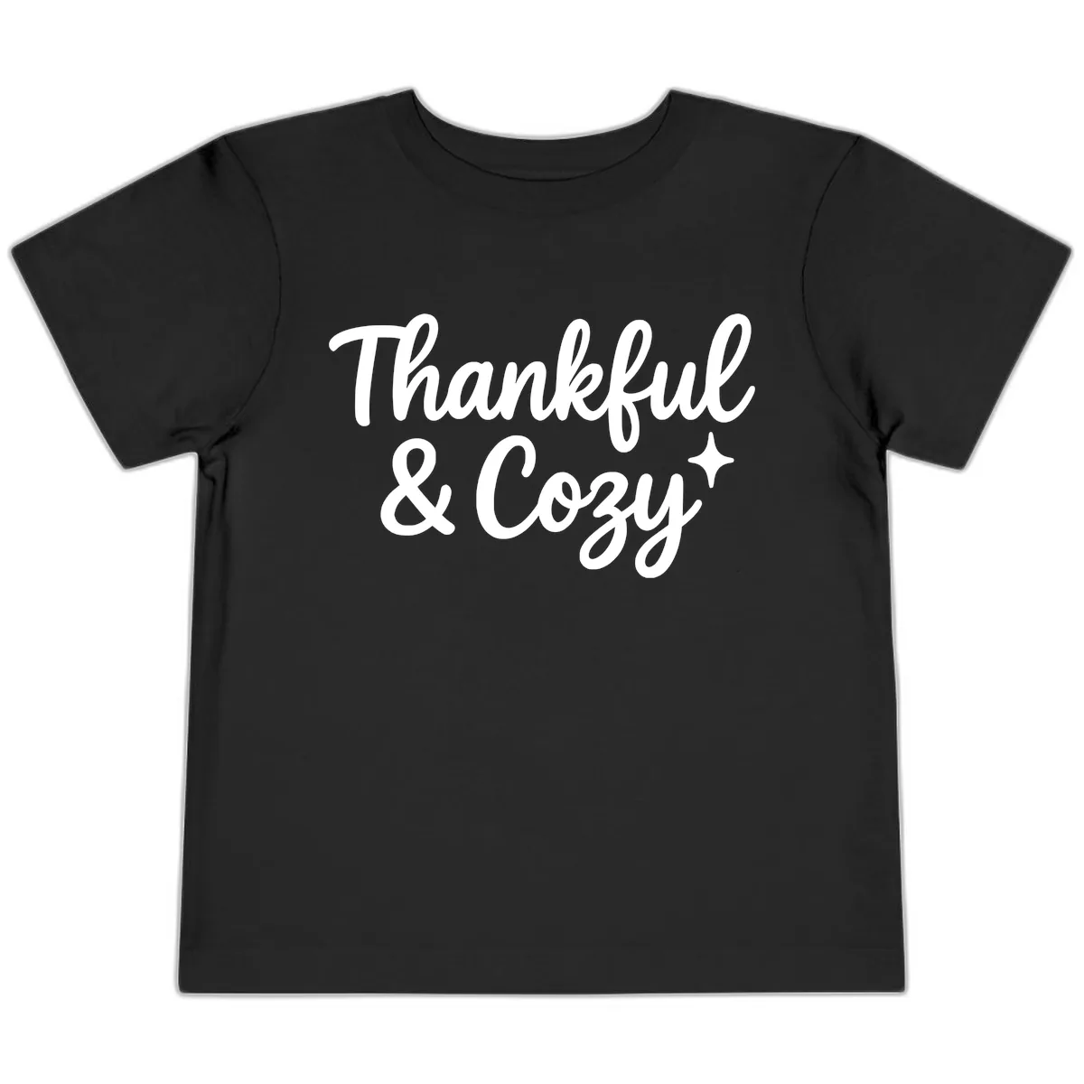 Thankful And Cozy Script Design Toddler T-Shirt in Black