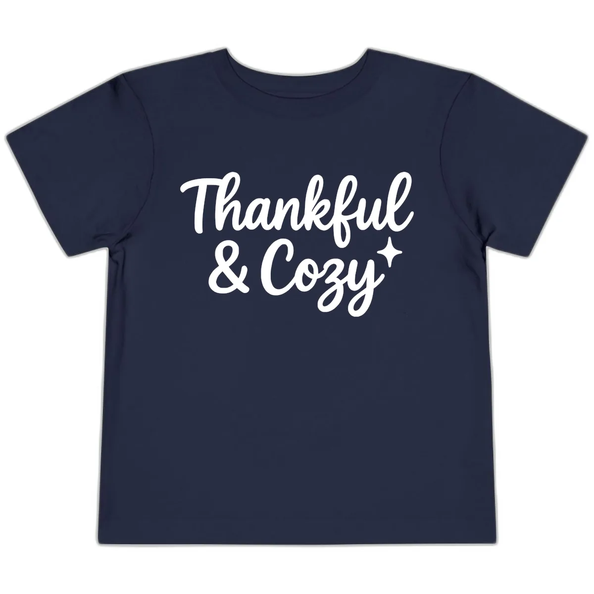Thankful And Cozy Script Design Toddler T-Shirt in Navy