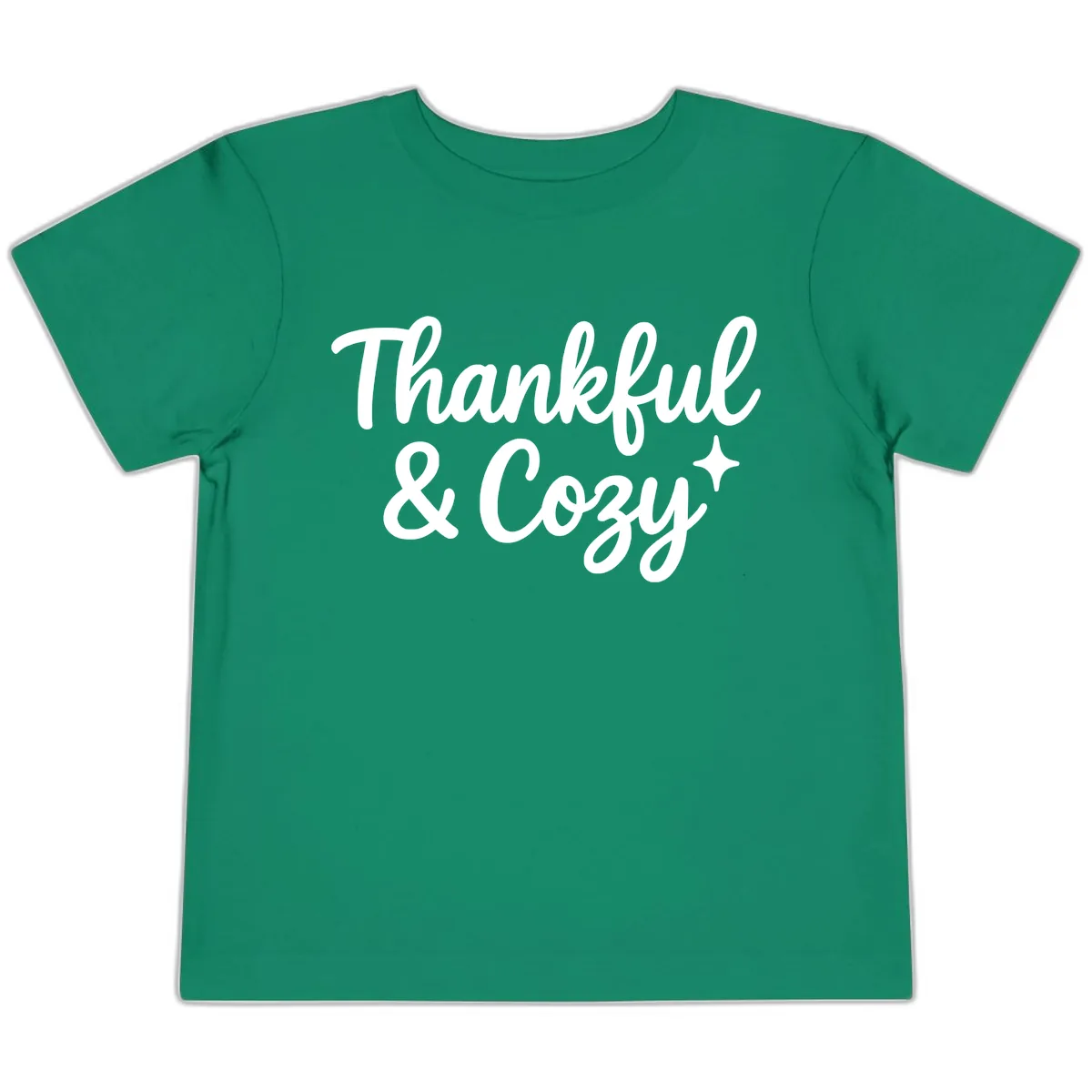 Thankful And Cozy Script Design Toddler T-Shirt in Kelly