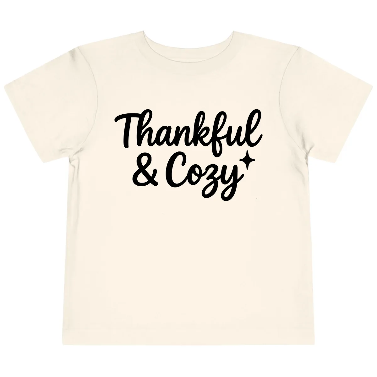Thankful And Cozy Script Design Toddler T-Shirt in Natural