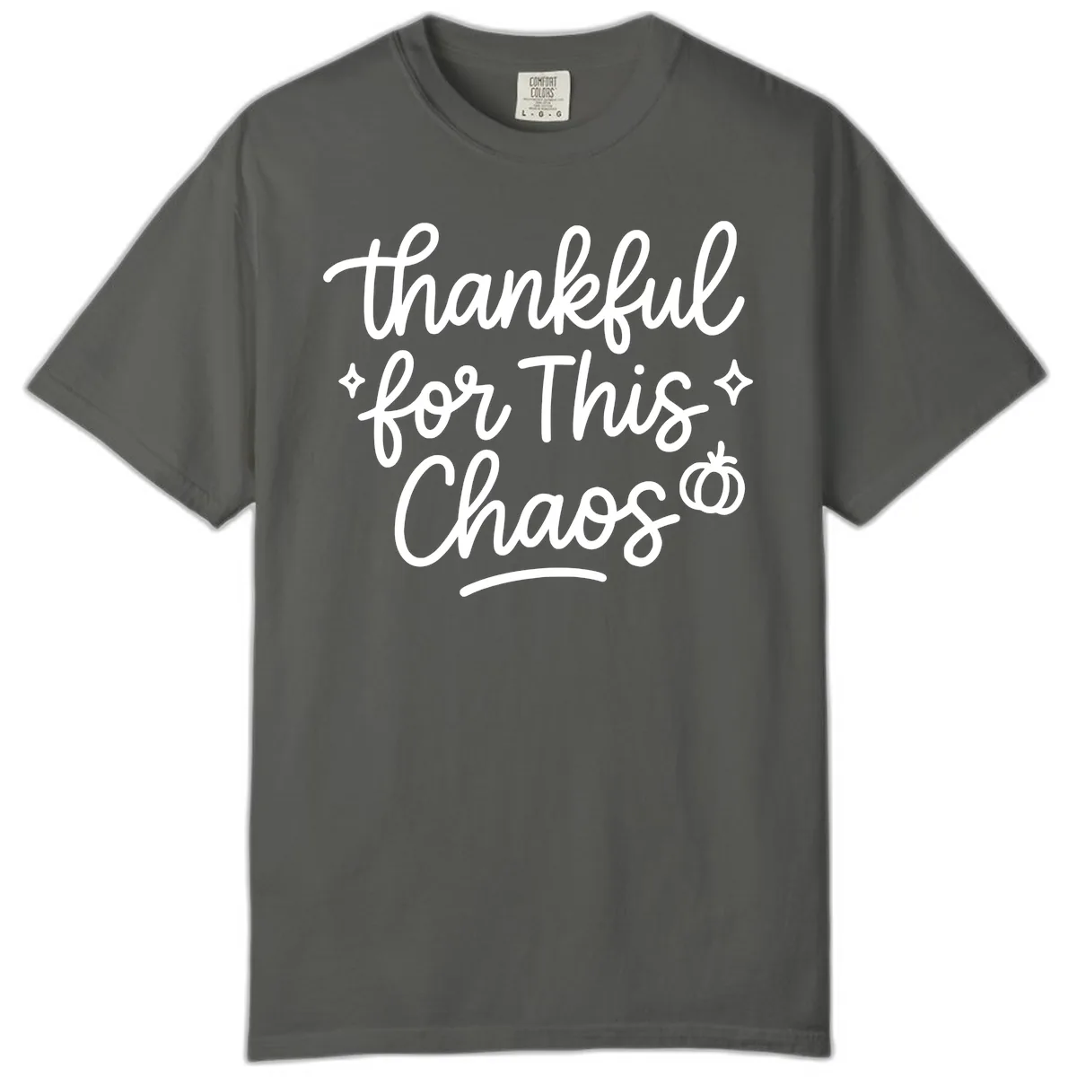 Thankful For This Chaos Typography Comfort Color in Pepper