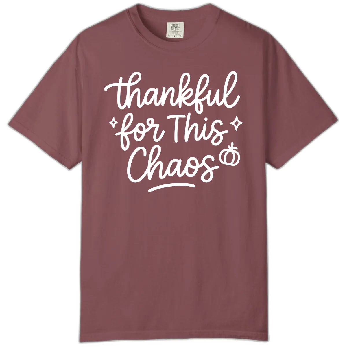 Thankful For This Chaos Typography Comfort Color in Brick