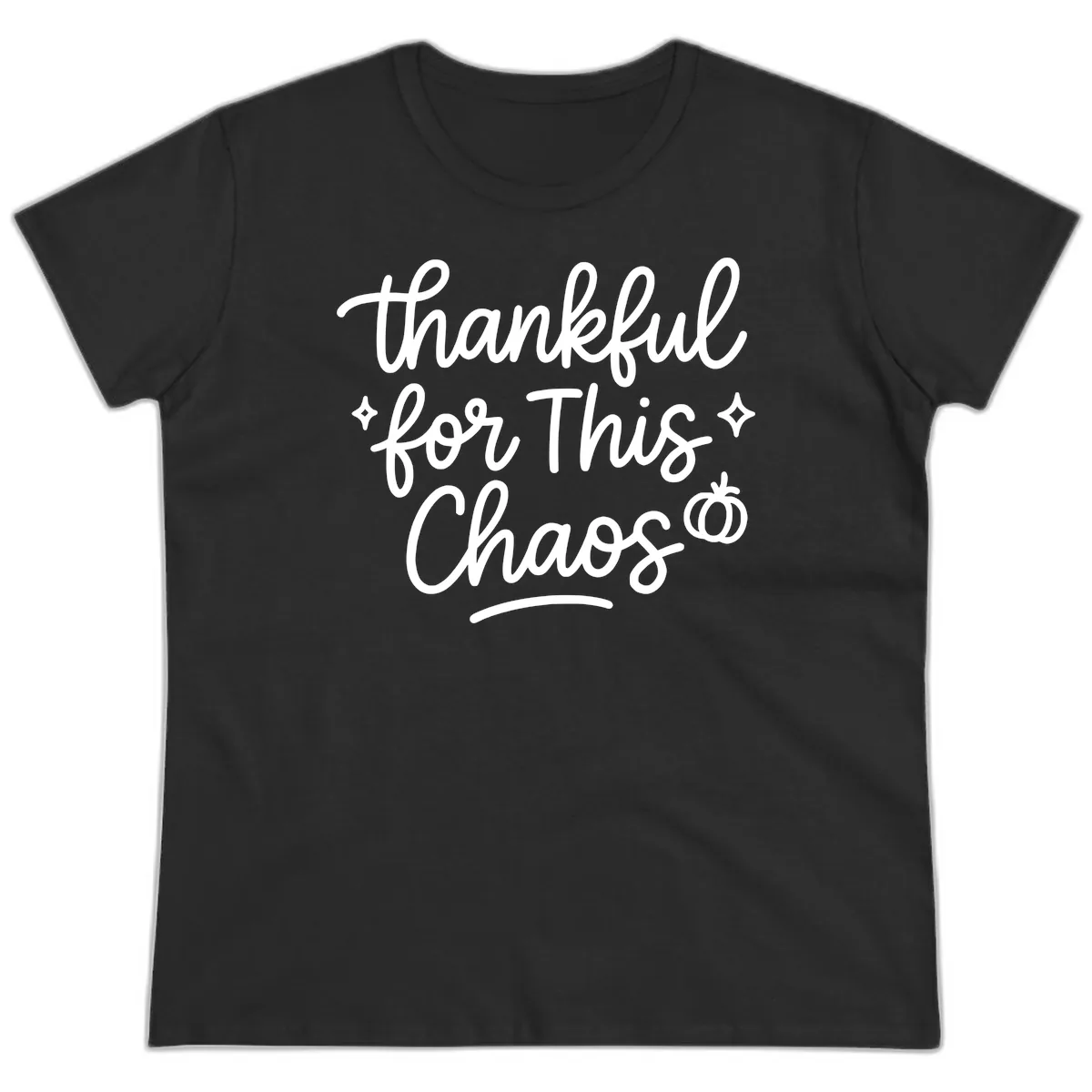 Thankful For This Chaos Typography Ladies Tee in Black