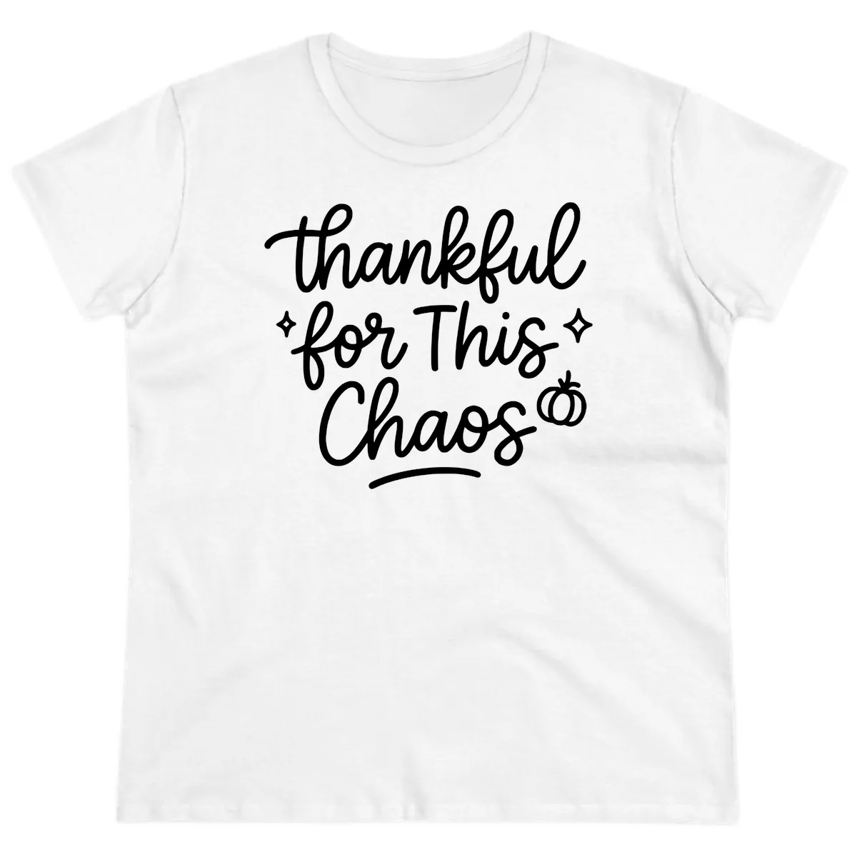 Thankful For This Chaos Typography Ladies Tee in White