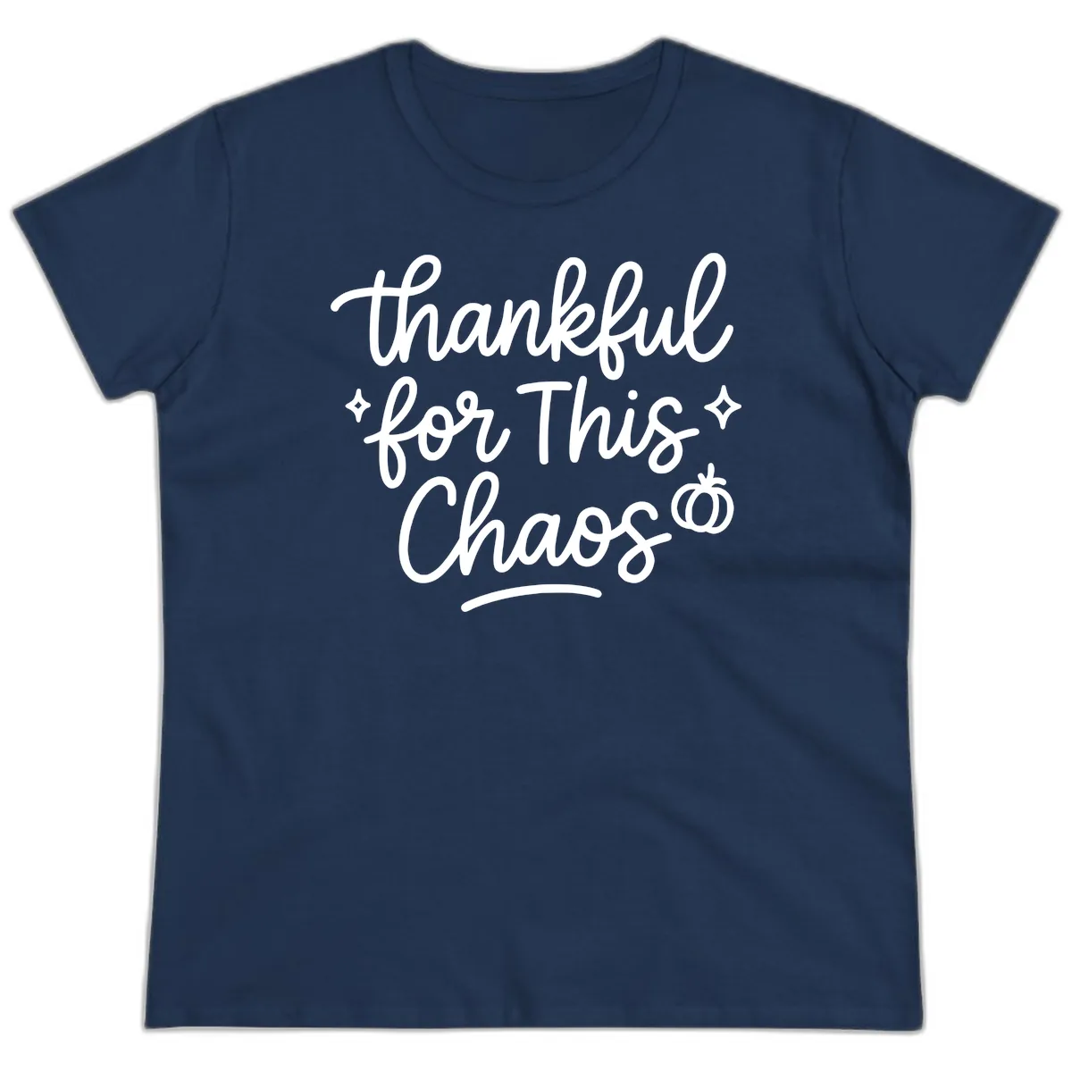 Thankful For This Chaos Typography Ladies Tee in Navy