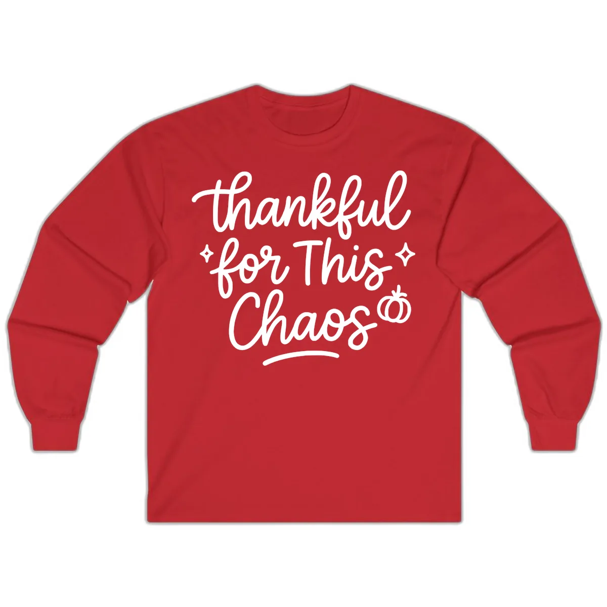 Thankful For This Chaos Typography Long Sleeve in Red