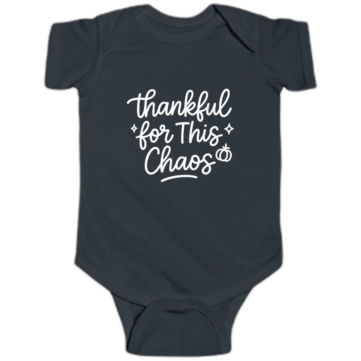 Thankful For This Chaos Typography Baby Onesie in Black