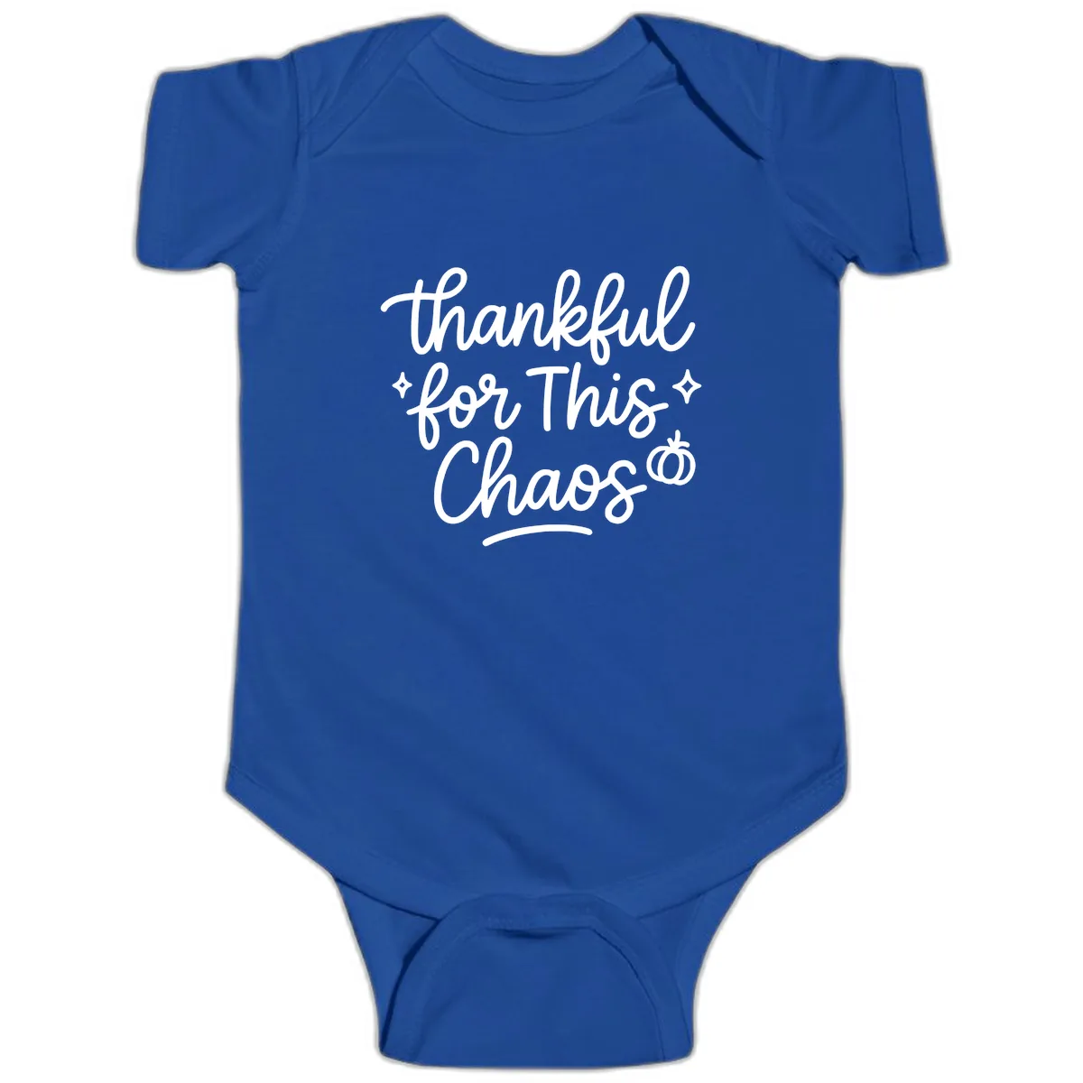 Thankful For This Chaos Typography Baby Onesie in Royal