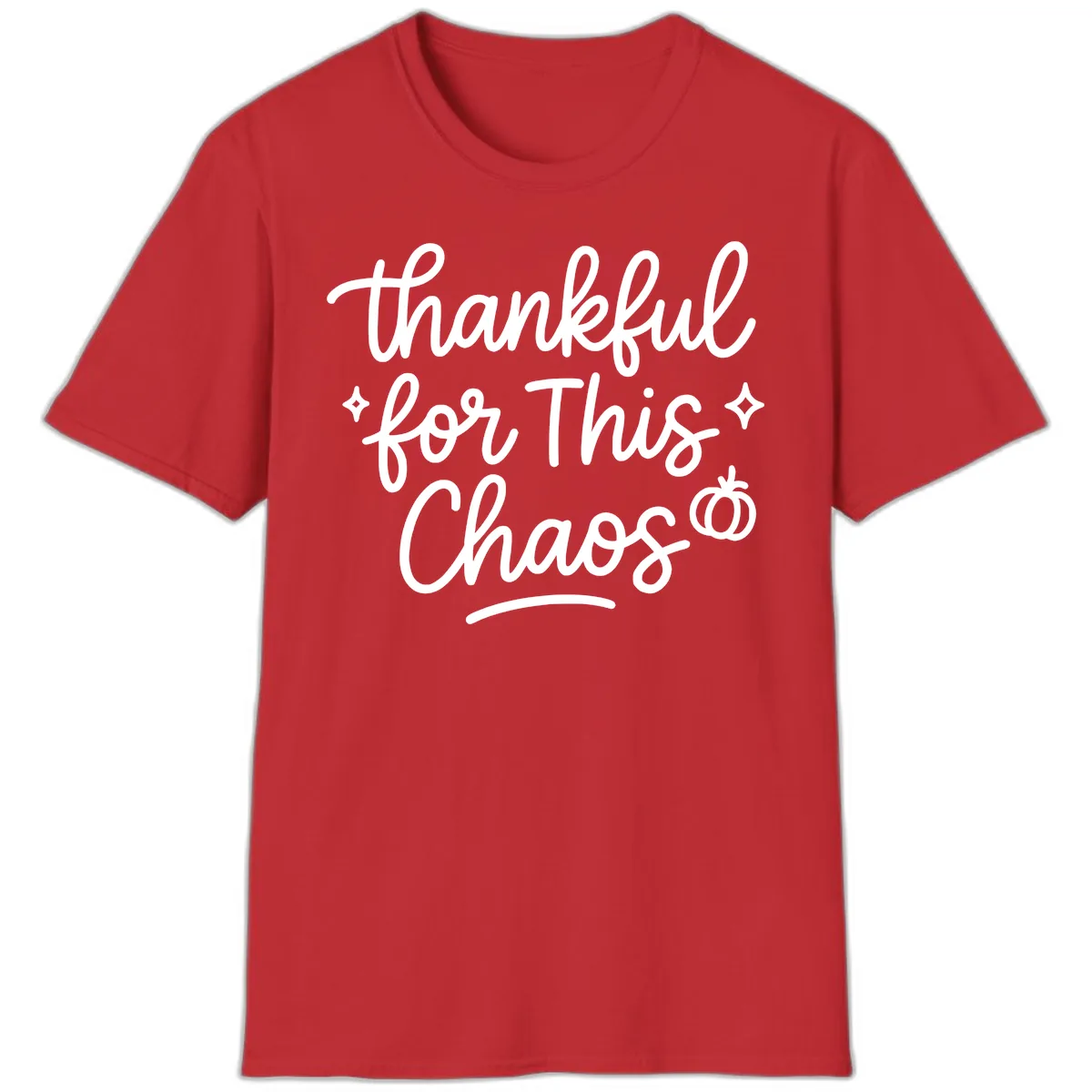 Thankful For This Chaos Typography T-Shirt in Red