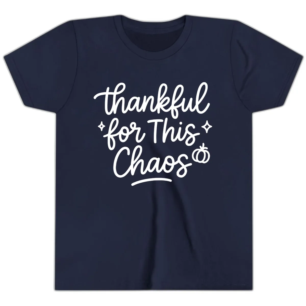 Thankful For This Chaos Typography Youth T-Shirt in Navy