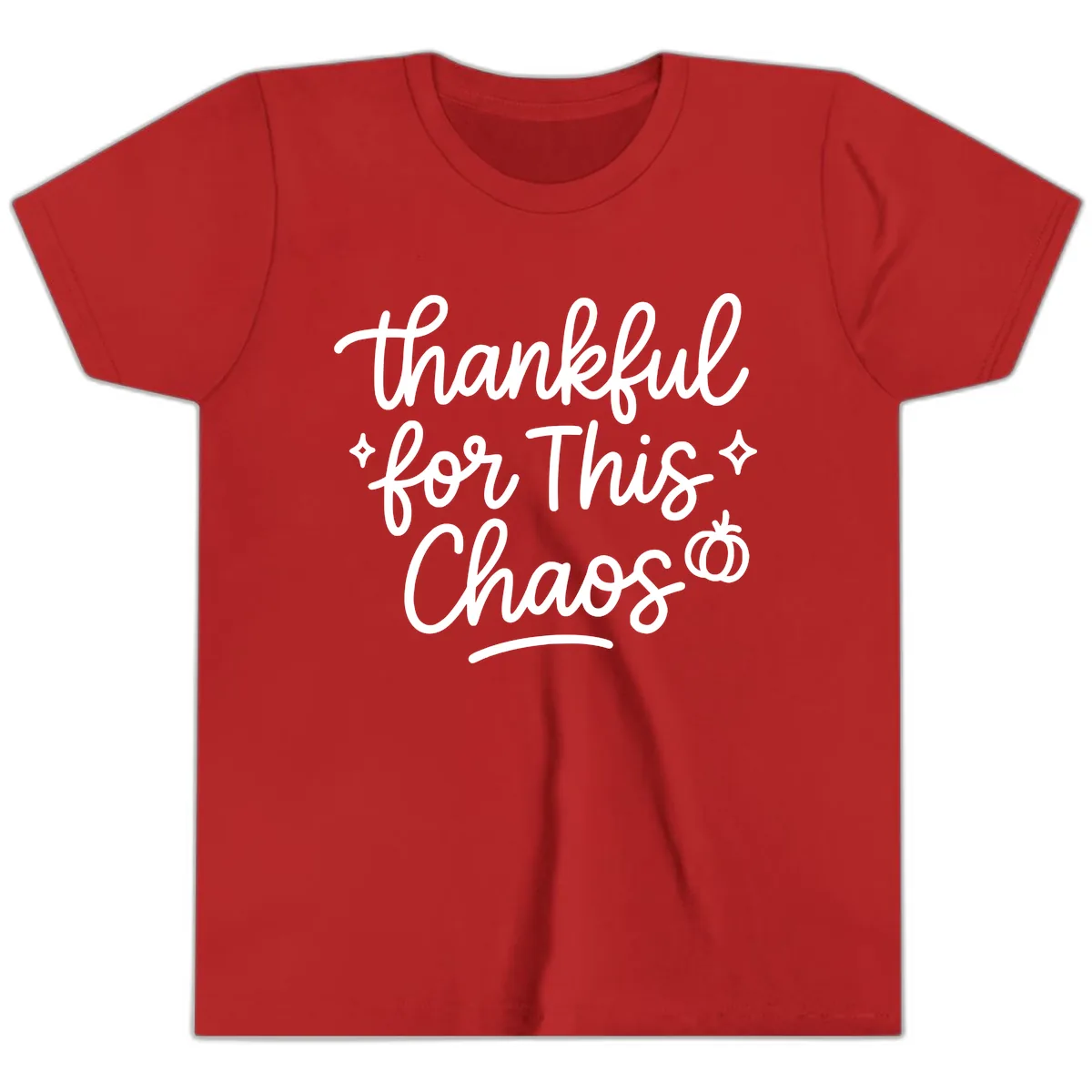Thankful For This Chaos Typography Youth T-Shirt in Red