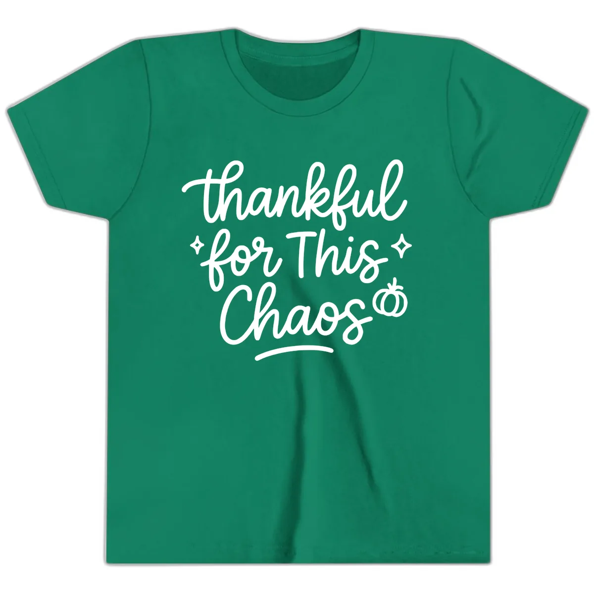 Thankful For This Chaos Typography Youth T-Shirt in Kelly