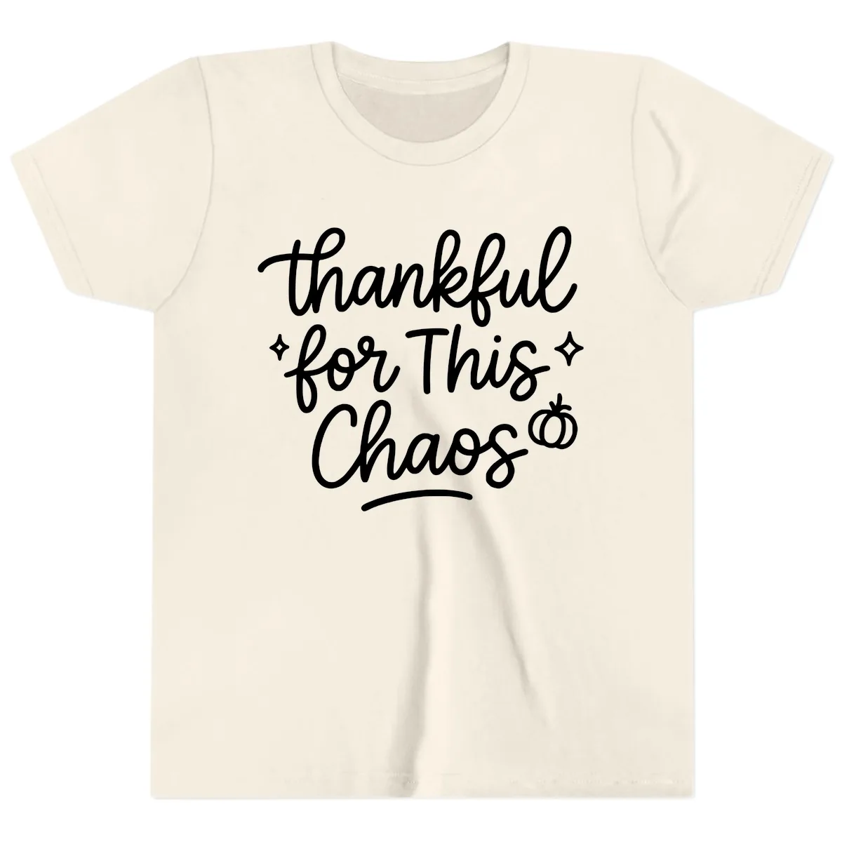 Thankful For This Chaos Typography Youth T-Shirt in Natural