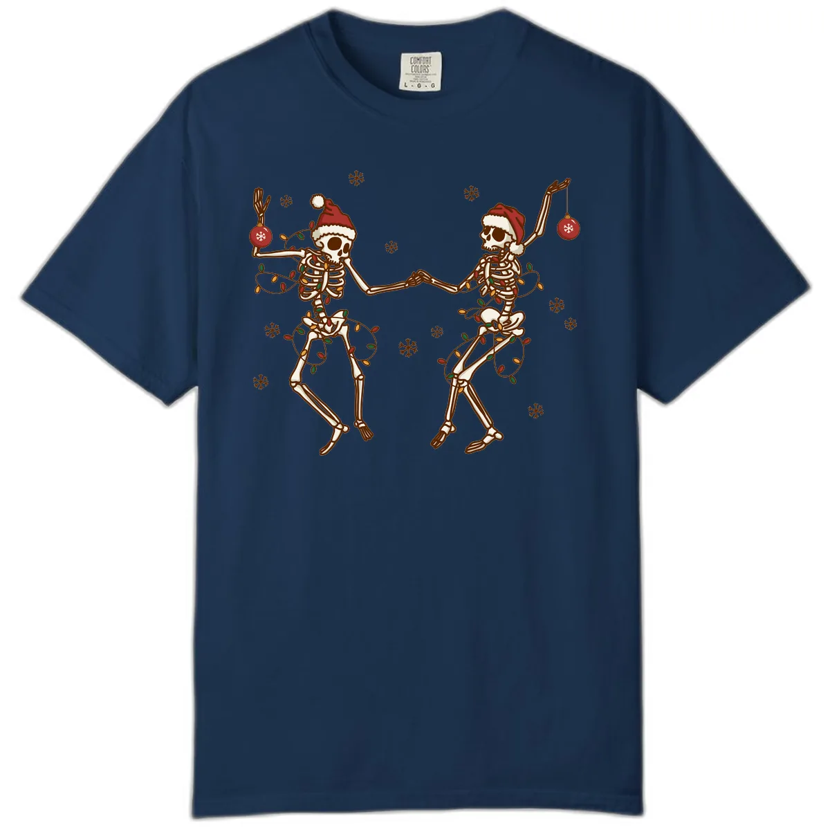 Dancing Skeletons Christmas Lights Comfort Color in Navy